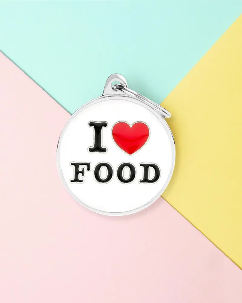 I Love Food! Custom Circle Pet Id Tag 1