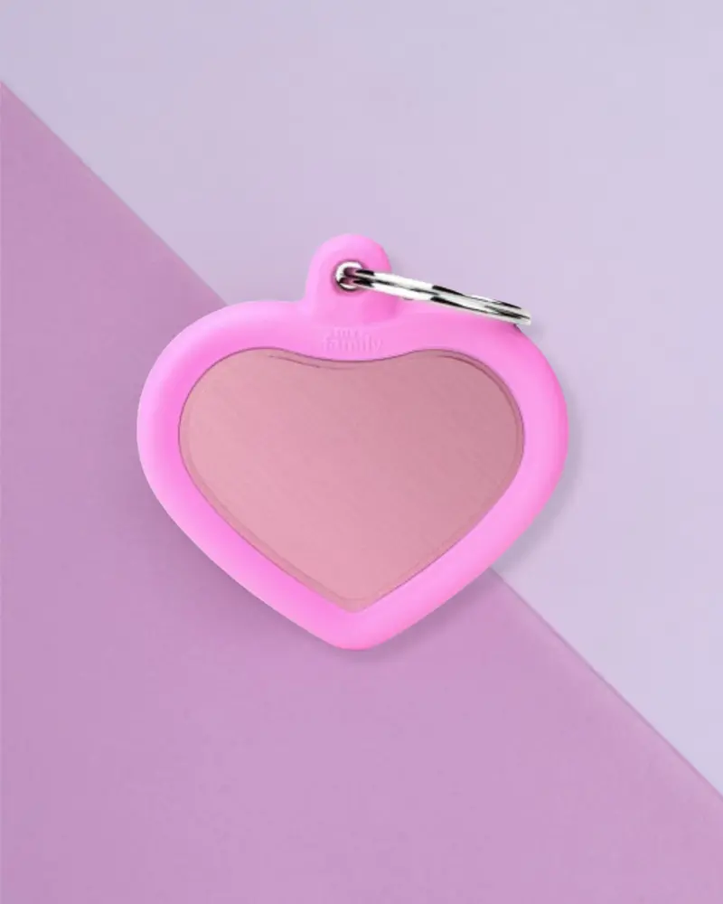 Hushtag Pink Aluminum Heart Custom Pet Id Tag 1
