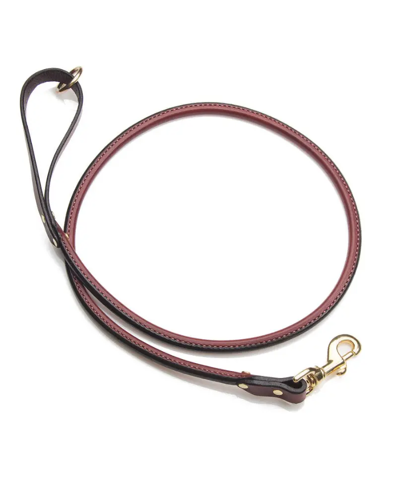 Rolled Leather Snap Dog Leash In Chestnut (4Ft) (Made In The Usa) 1