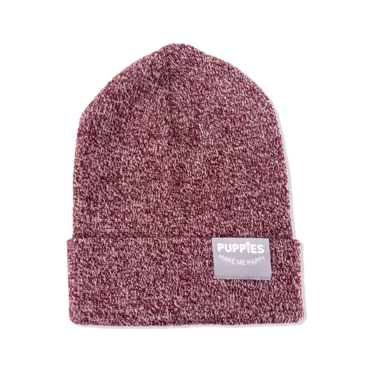 Puppies Make Me Happy | Marl Beanie In Burgundy 1