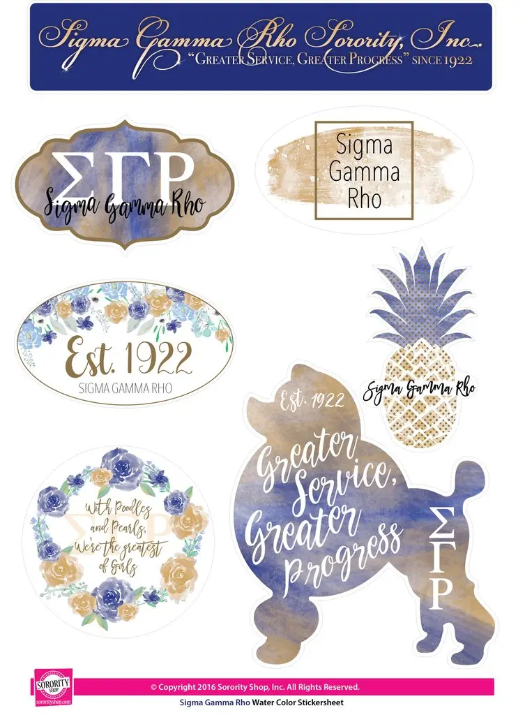 Sigma Gamma Rho Watercolor Sticker Sheet 1