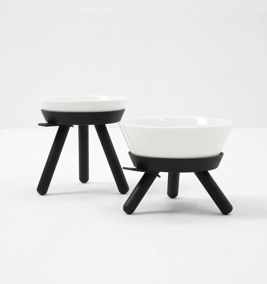 Elevated Ceramic Dog Bowl W/ Stand In Black (Short) 1