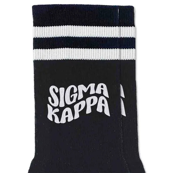 Sigma Kappa Black Retro Crew Socks 1