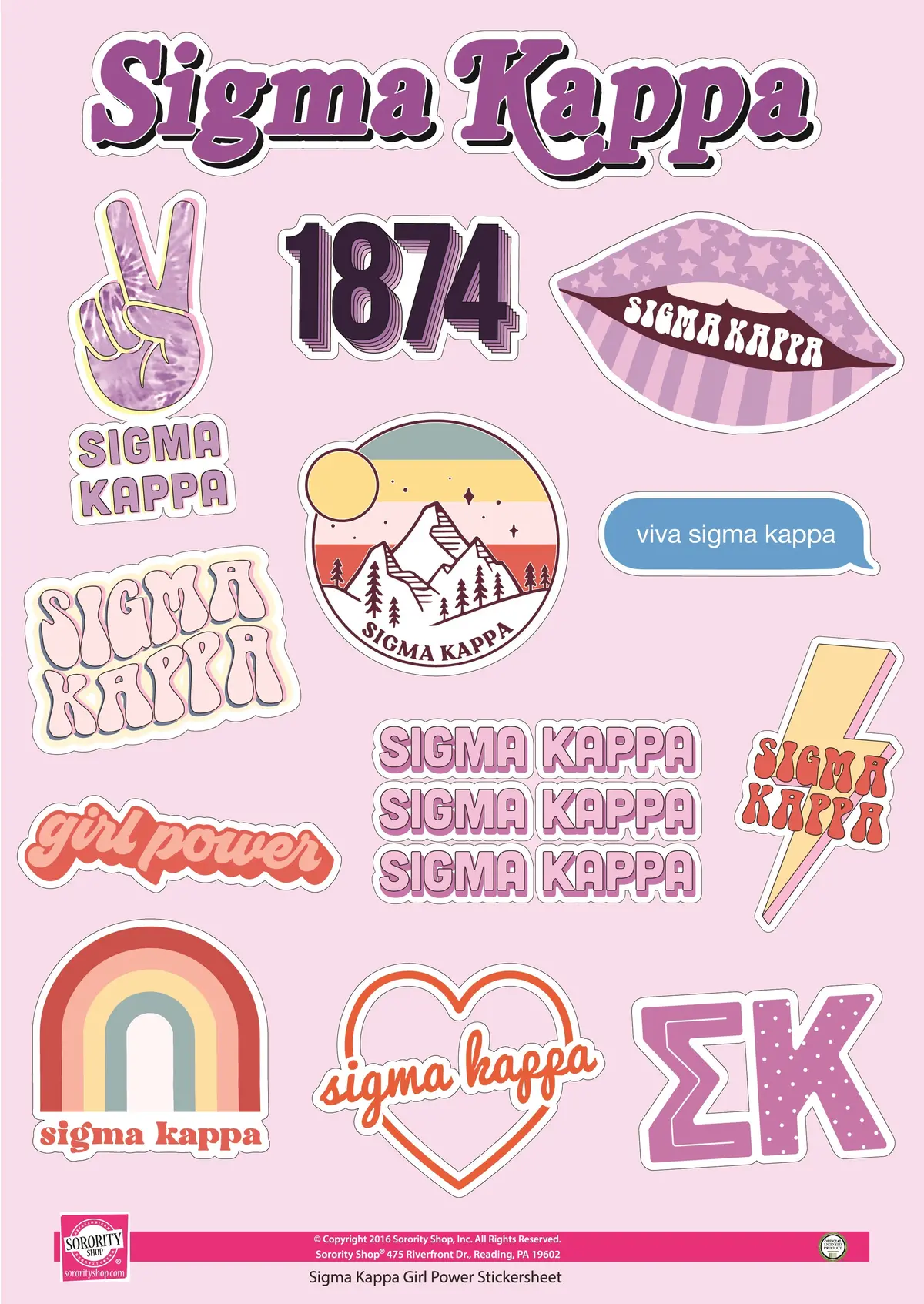 Sigma Kappa Girl Power Sticker Sheet 1