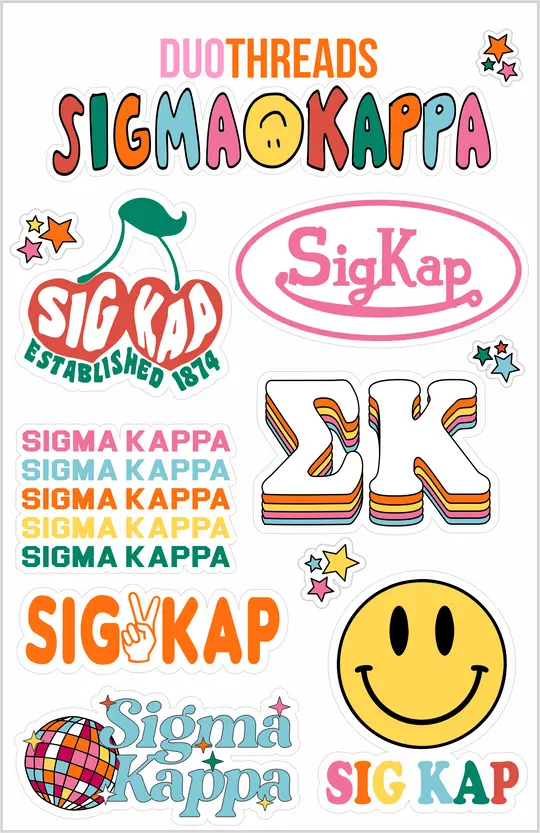 Sigma Kappa Rainbow Sticker Sheet 1