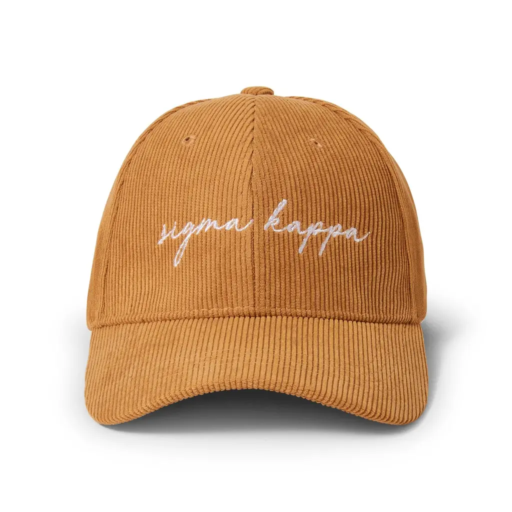 Sigma Kappa Embroidered Corduroy Hat 1