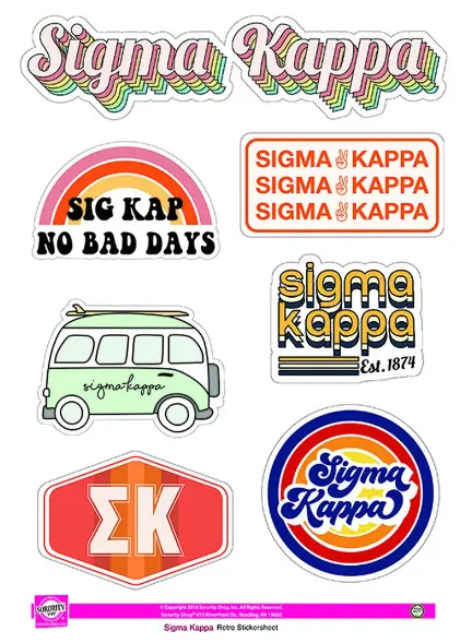Sigma Kappa Retro Sticker Sheet 1