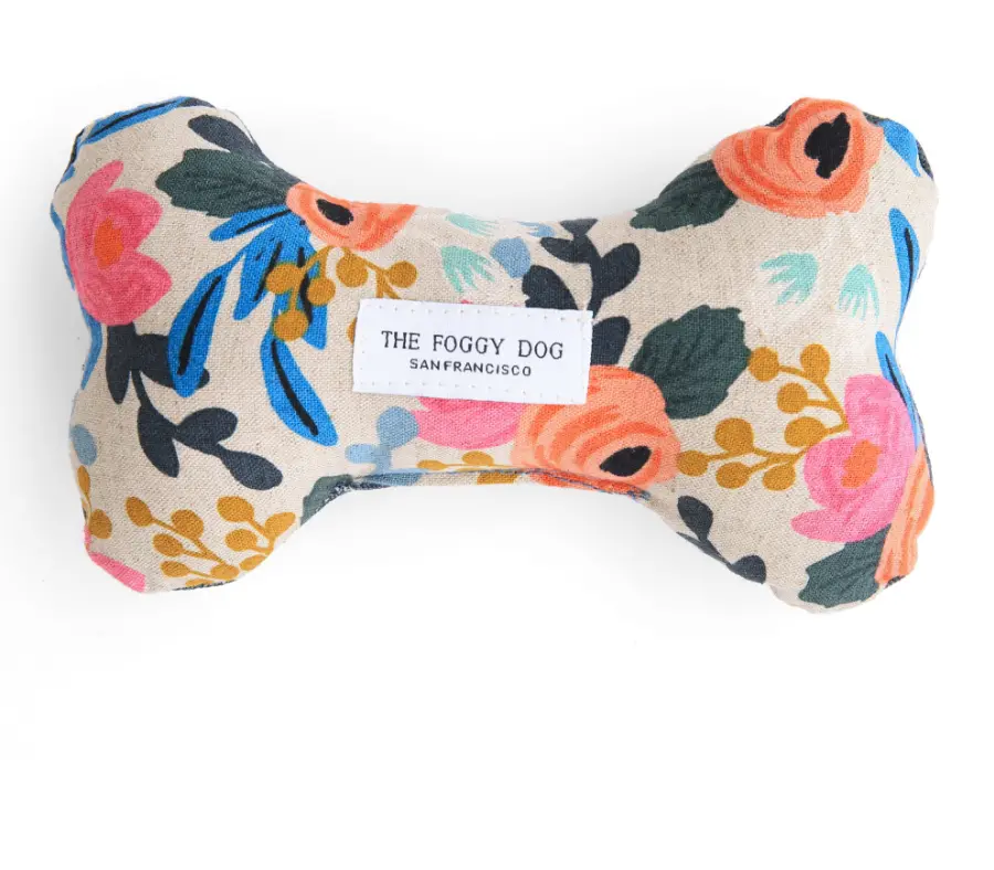 The Foggy Dog | Rifle Paper Co. Boho Birds Rosa Dog Toy (White Floral) 1