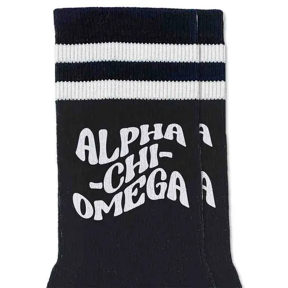 Alpha Chi Omega Black Retro Crew Socks 1