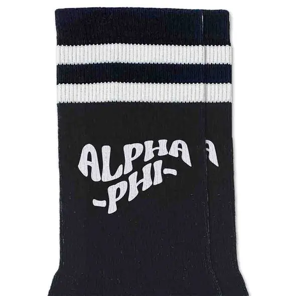 Alpha Phi Black Retro Crew Socks 1