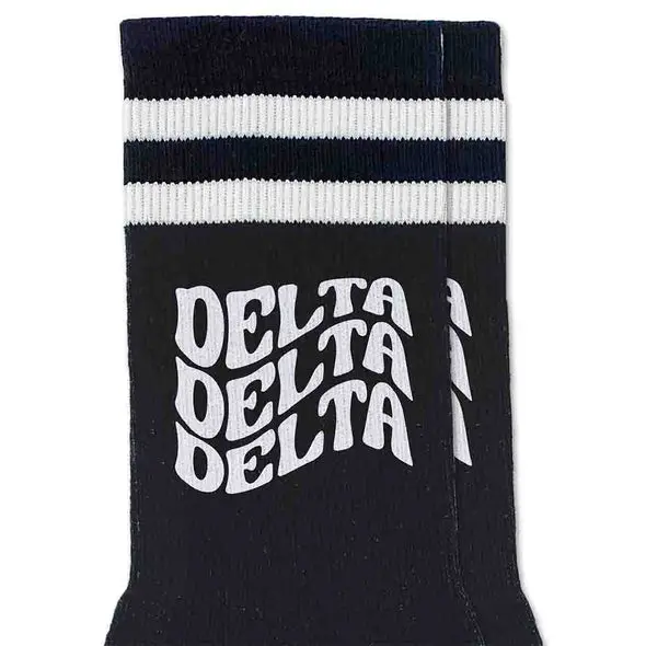 Delta Delta Delta Black Retro Crew Socks 1