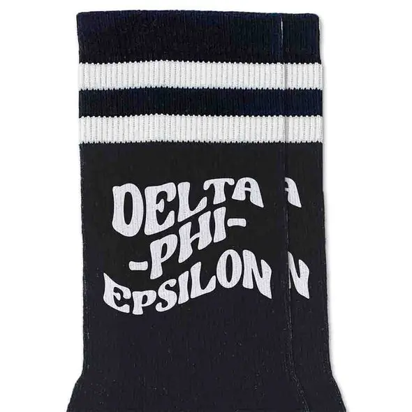 Delta Phi Epsilon Black Retro Crew Socks 1