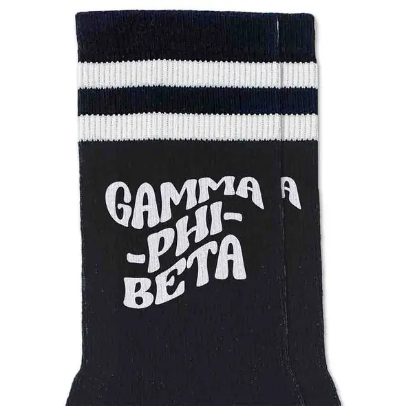 Gamma Phi Beta Black Retro Crew Socks 1