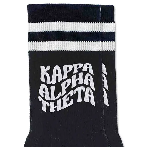 Kappa Alpha Theta Black Retro Crew Socks 1