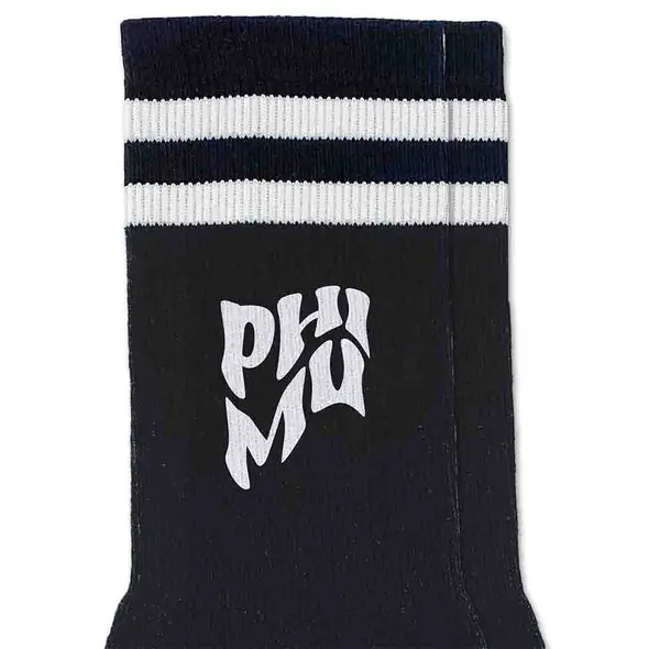 Phi Mu Black Retro Crew Socks 1
