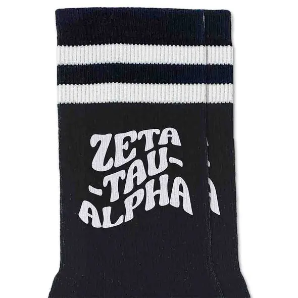 Zeta Tau Alpha Black Retro Crew Socks 1