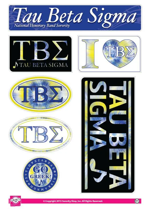 Tau Beta Sigma Tie Dye Sticker Sheet 1