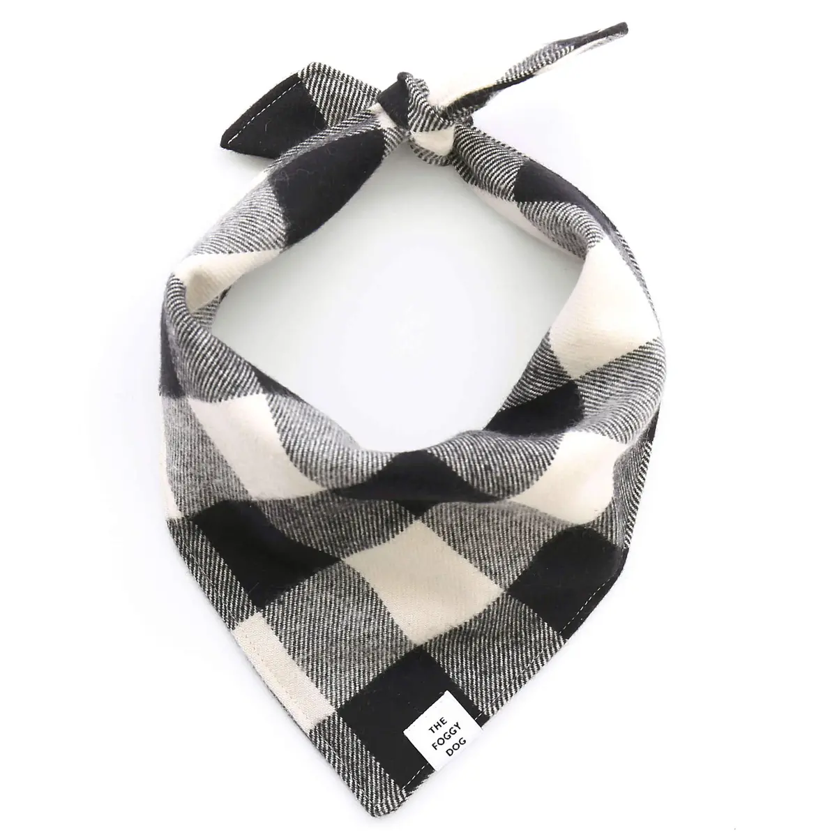 The Foggy Dog | Black And White Check Flannel Bandana 1