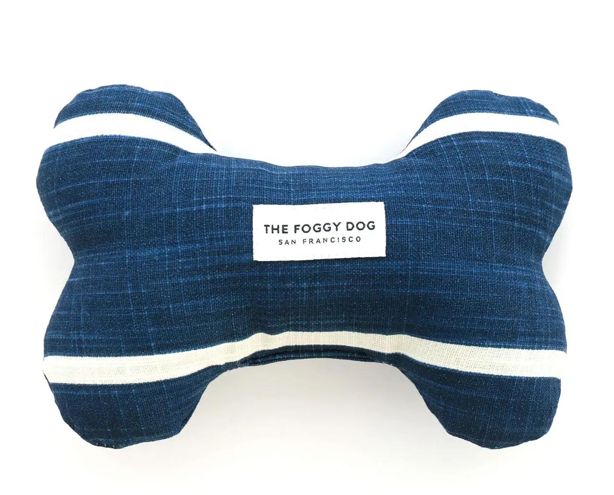 The Foggy Dog | Modern Stripe Bone Toy In Navy 1