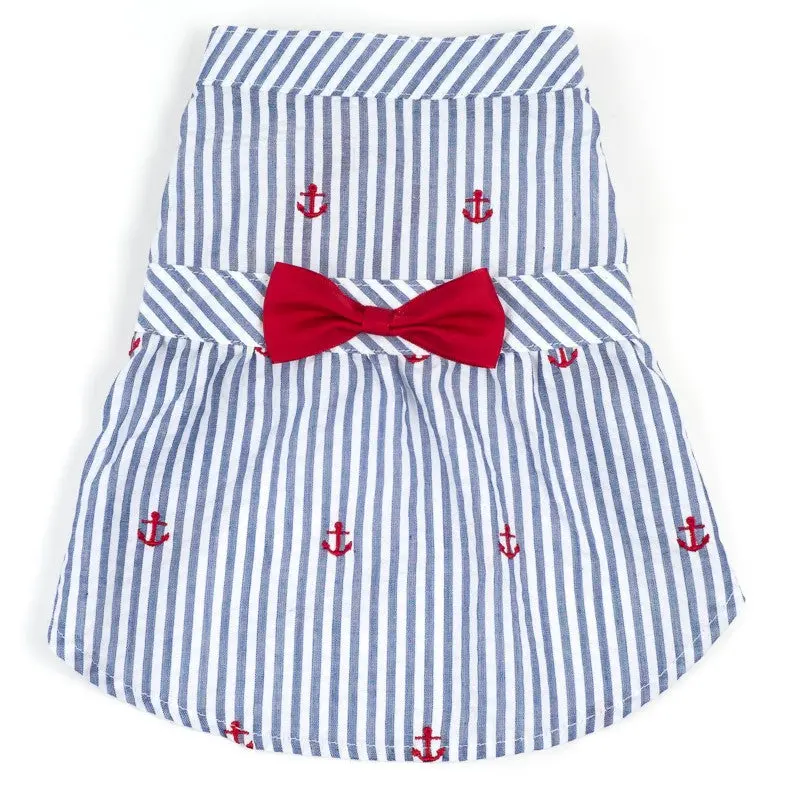 The Worthy Dog | Anchor Dress In Navy Stripe 1