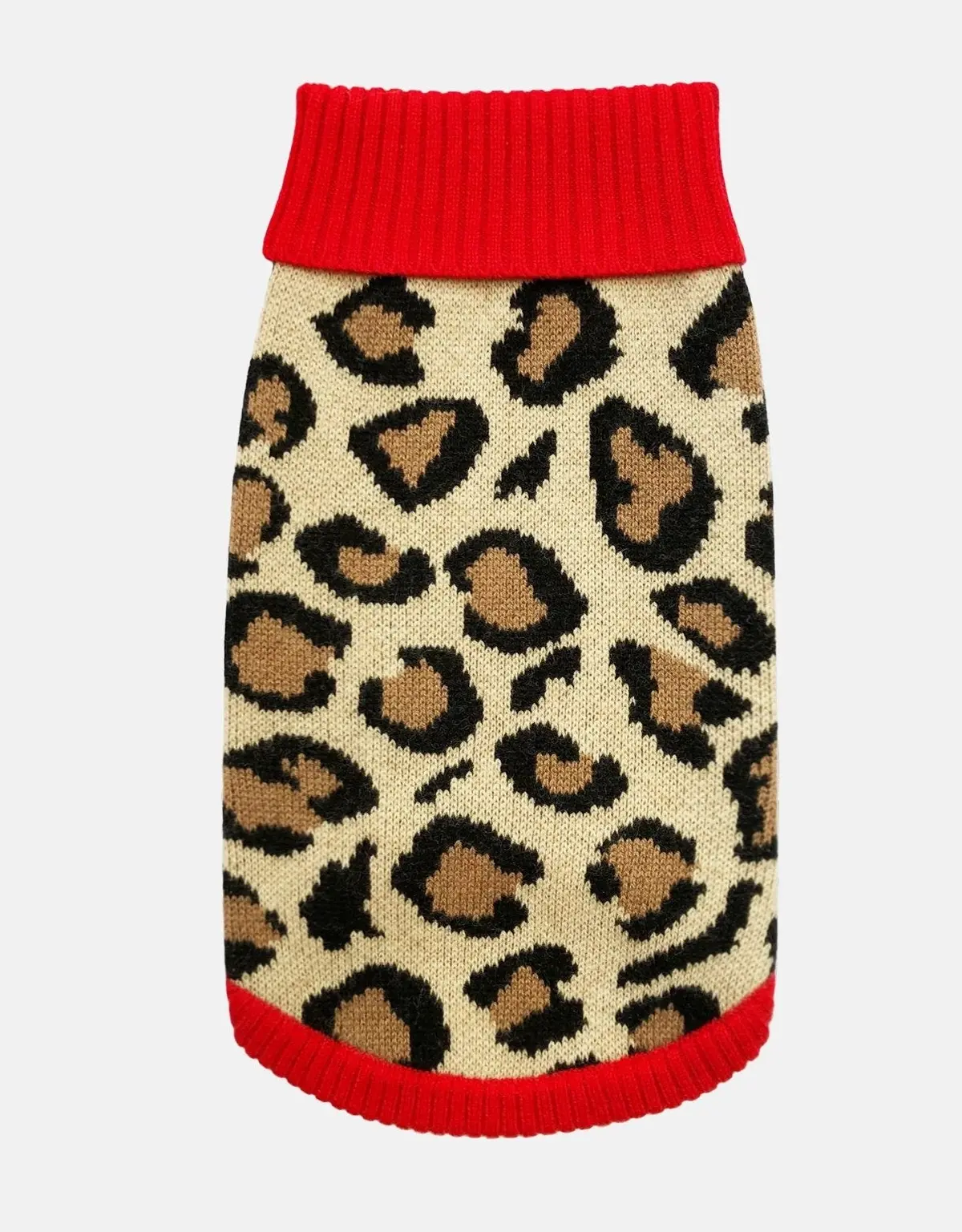 Tiny Wolf | Red Leopard Print Dog Sweater 1