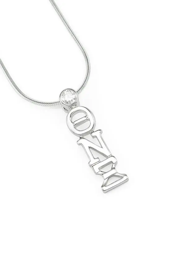 Theta Nu Xi Sterling Silver With Cz Crystal Lavaliere 1