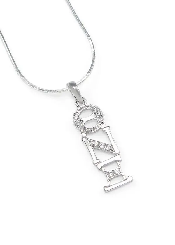 Theta Nu Xi Sterling Silver Lavaliere With Crystals 1