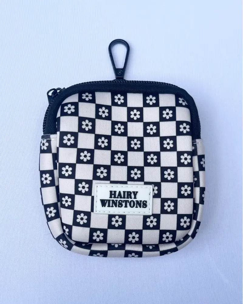 Black + White Flower Dog Treat Bag 1