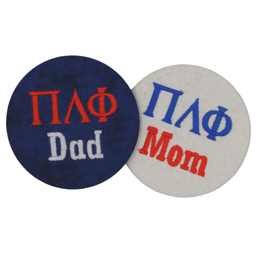 Pi Lambda Phi Mom/Dad Embroidered Button 1