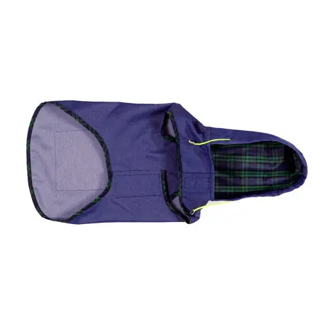 Ware Of The Dog | Blue Anorak Raincoat With Tartan Trim 4
