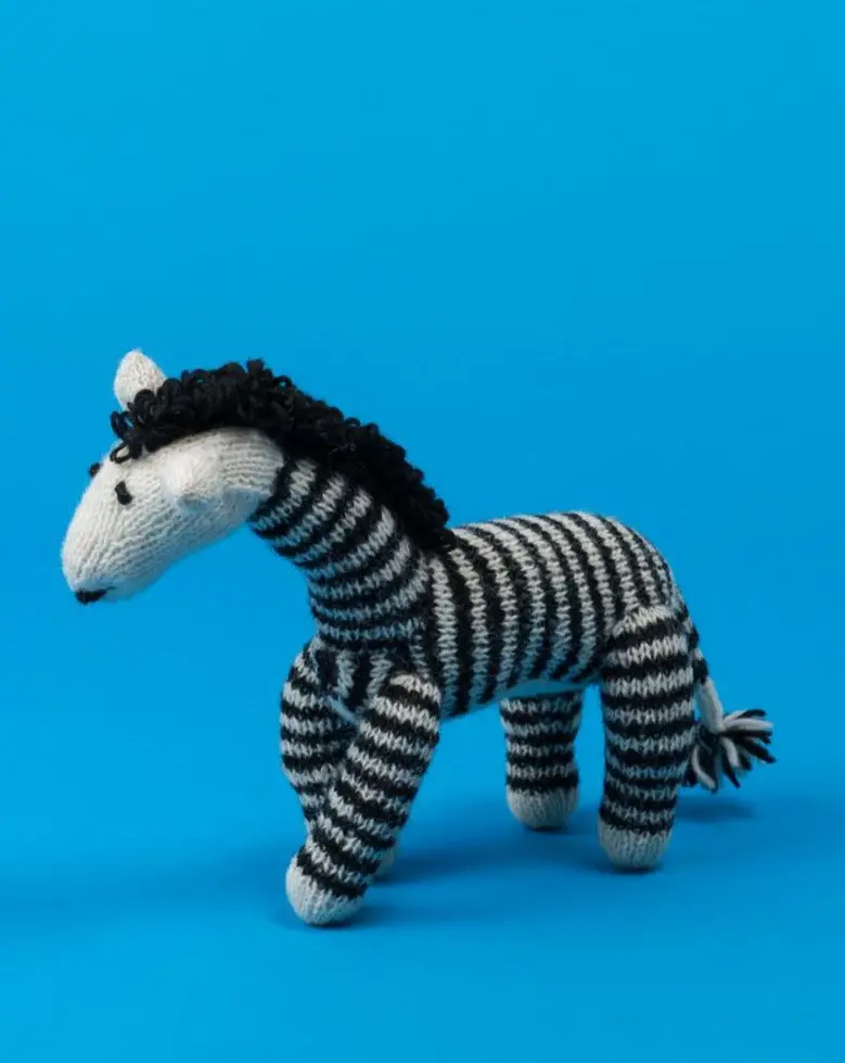 Hand Knit Zebra Dog Toy 1