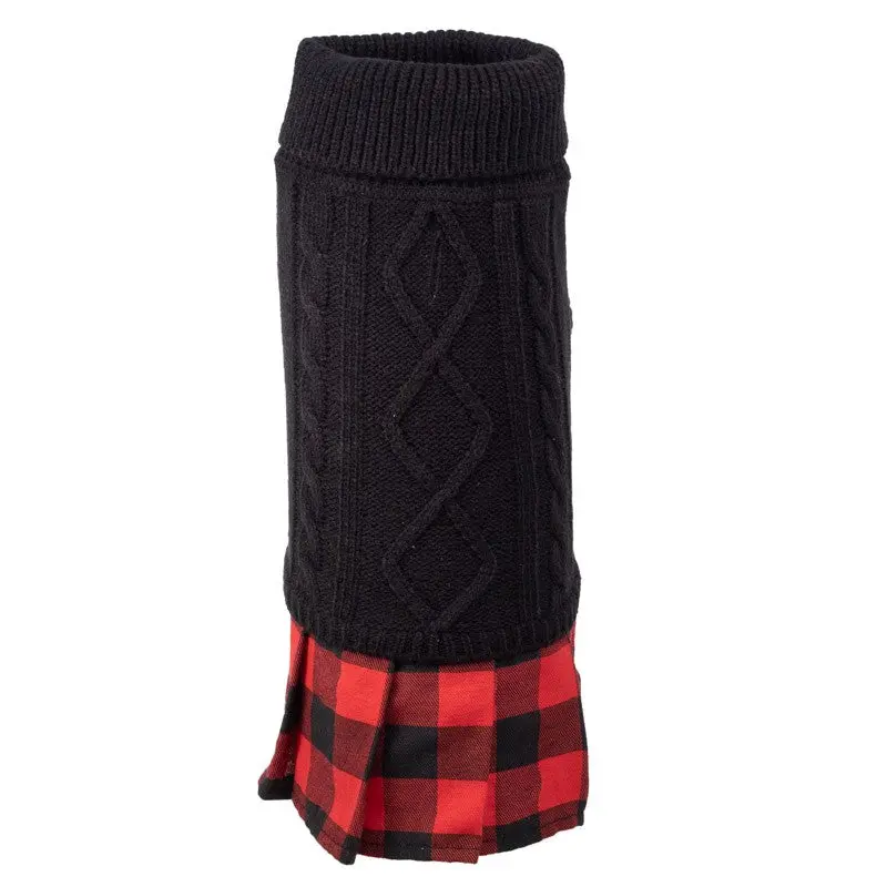 Worthy Dog | Turtleneck Dress In Black & Buffalo Check 1