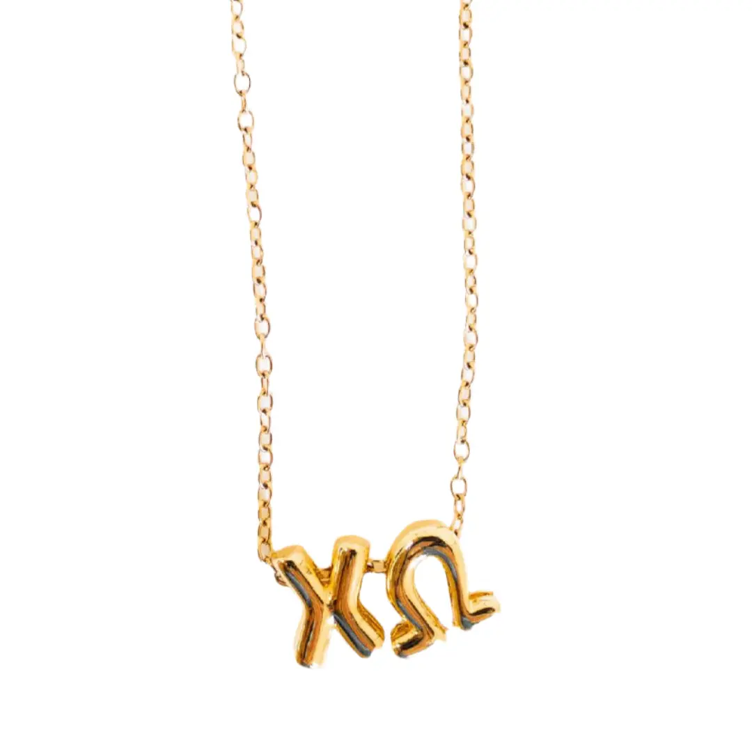 Chi Omega Bubble Letter Necklace 1
