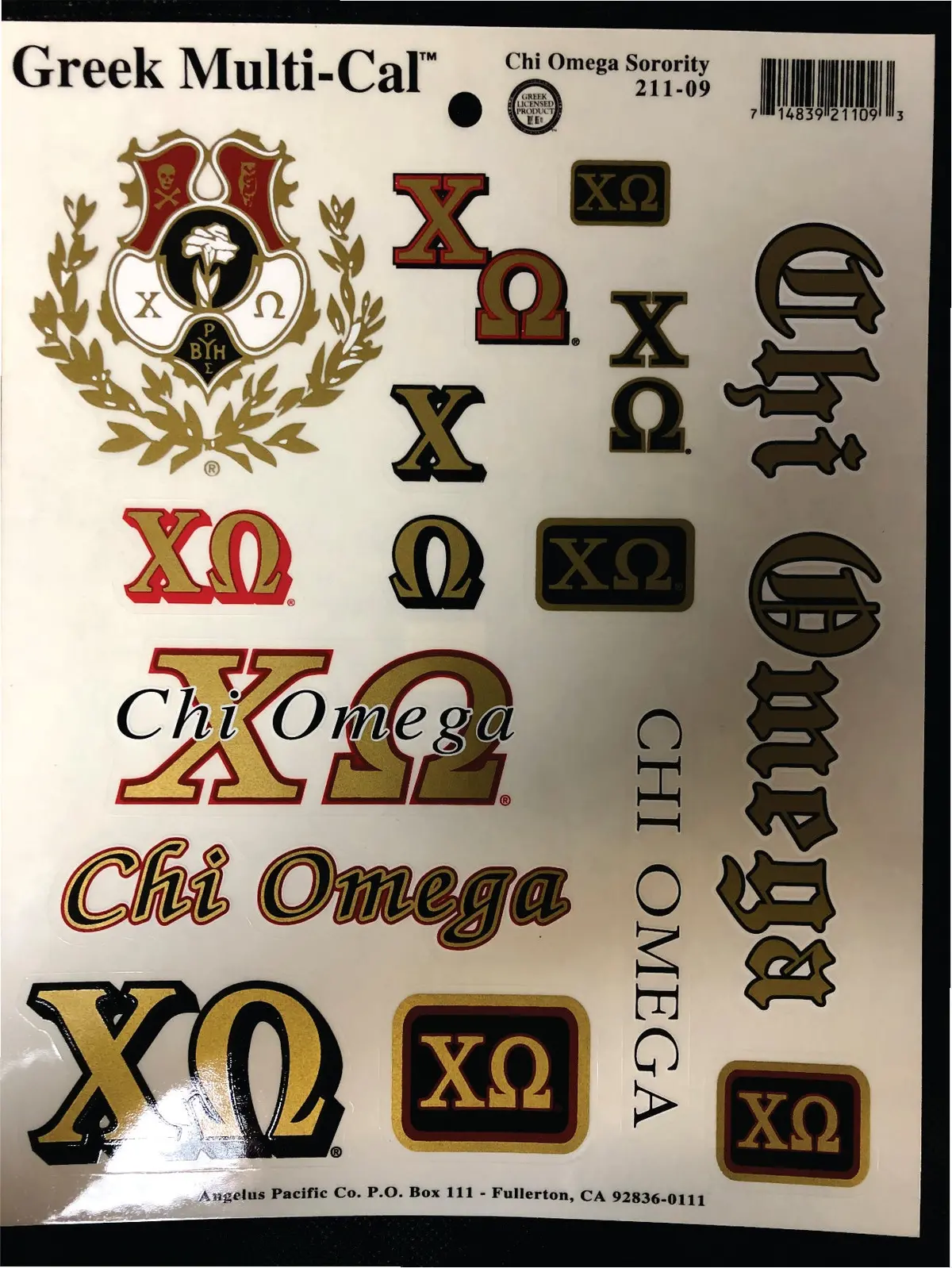 Chi Omega Decal Page - Discontinued 1
