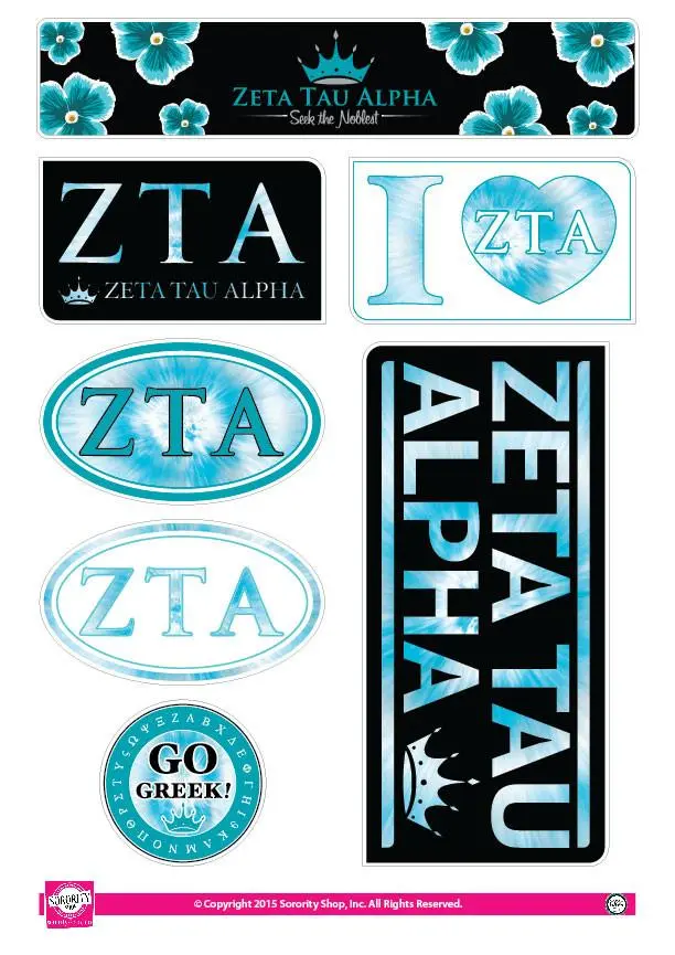 Zeta Tau Alpha Tie Dye Sticker Sheet 1