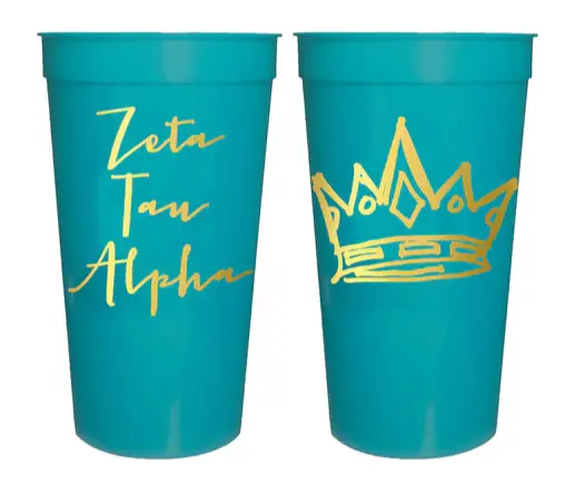 Zeta Tau Alpha Sorority Stadium Cup With Gold Foil Print 1