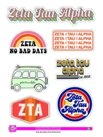 Zeta Tau Alpha Retro Sticker Sheet 1