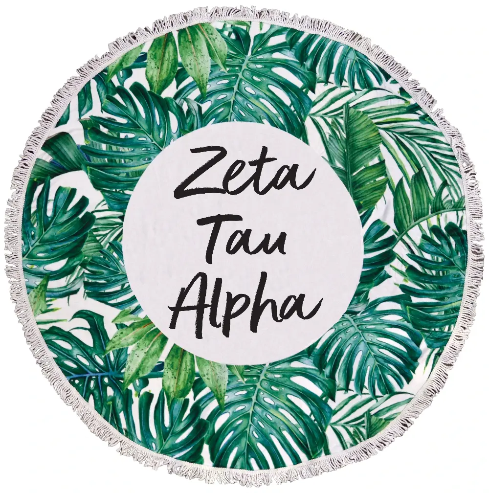 Zeta Tau Alpha Palm Leaf Fringe Towel Blanket 1