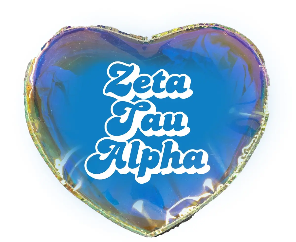Zeta Tau Alpha Holographic Heart Shaped Makeup Bag 1