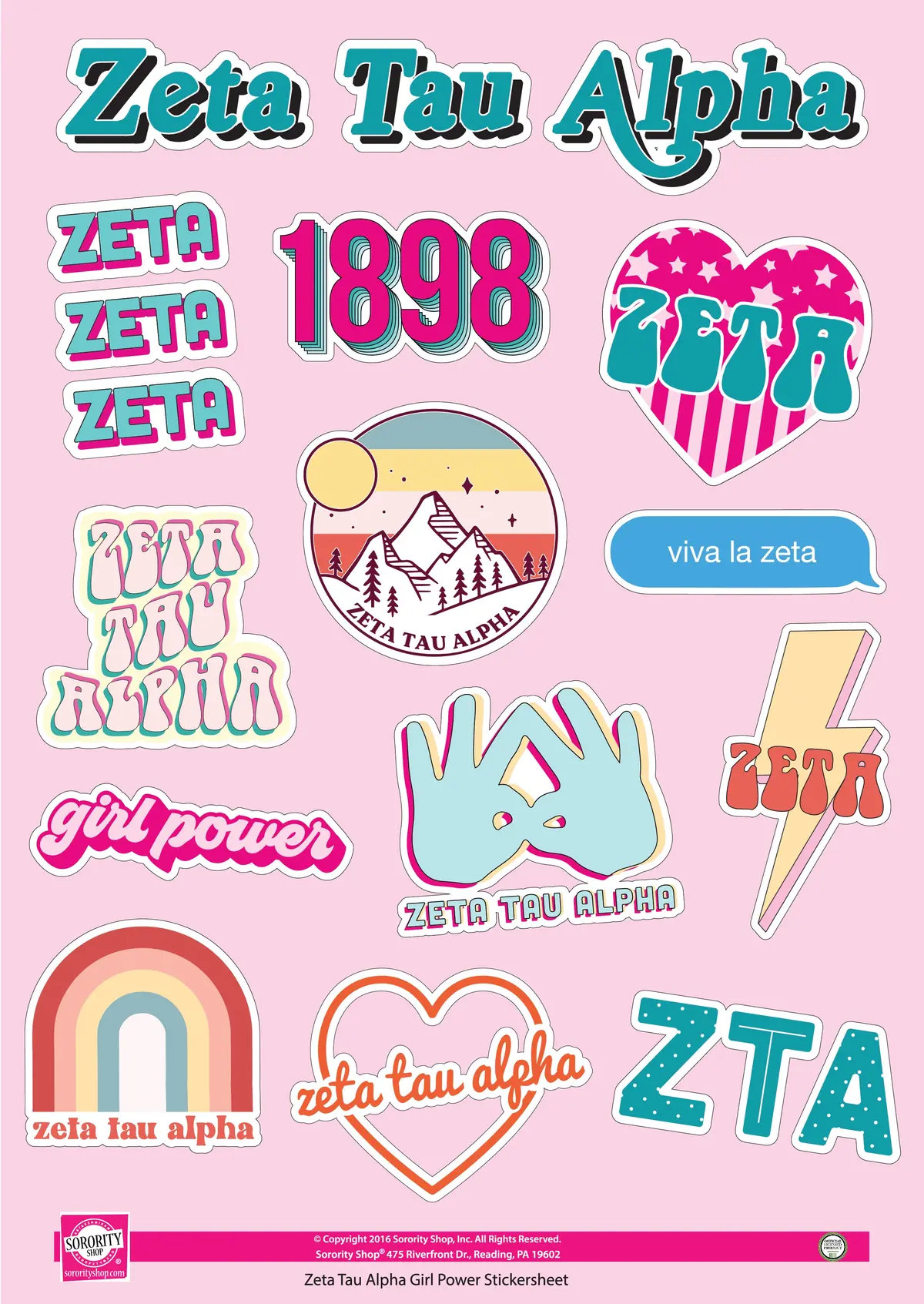 Zeta Tau Alpha Girl Power Sticker Sheet 1