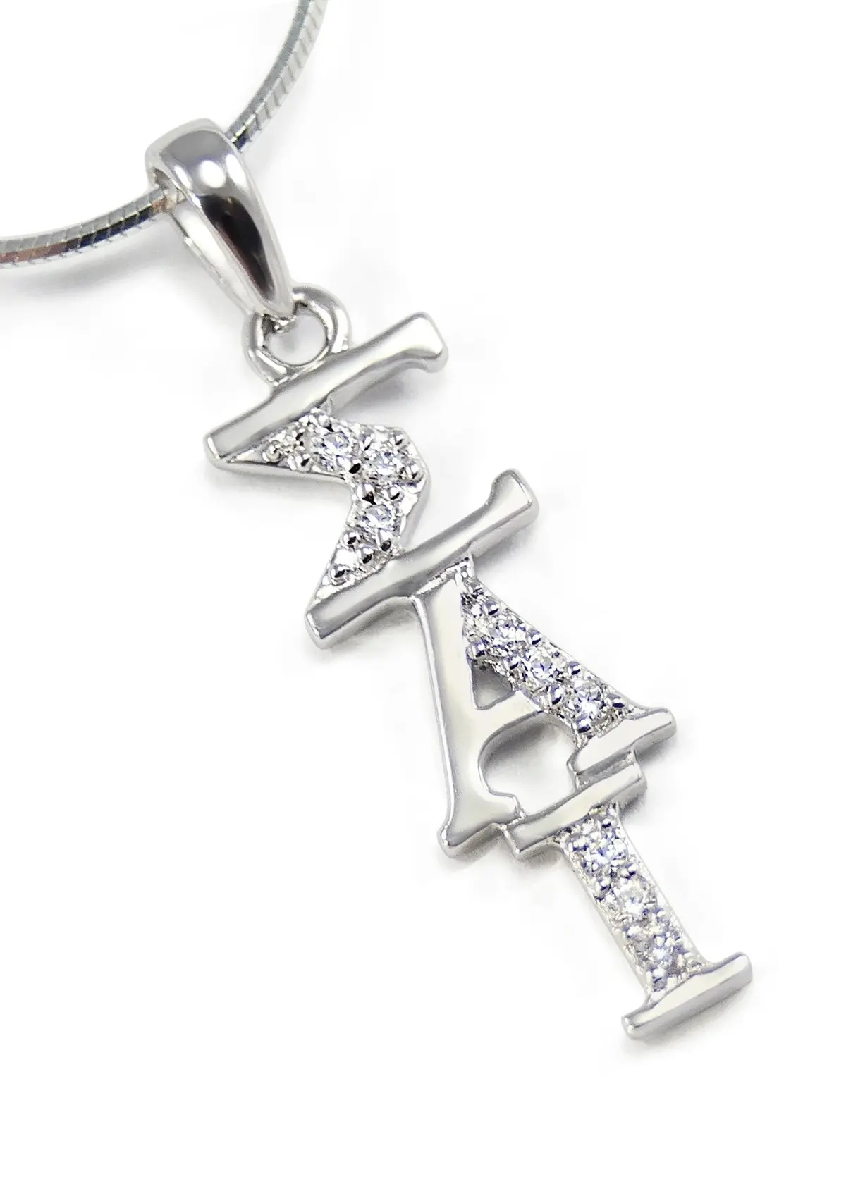 Sigma Alpha Iota Sterling Silver With Cz Crystal Lavaliere 1