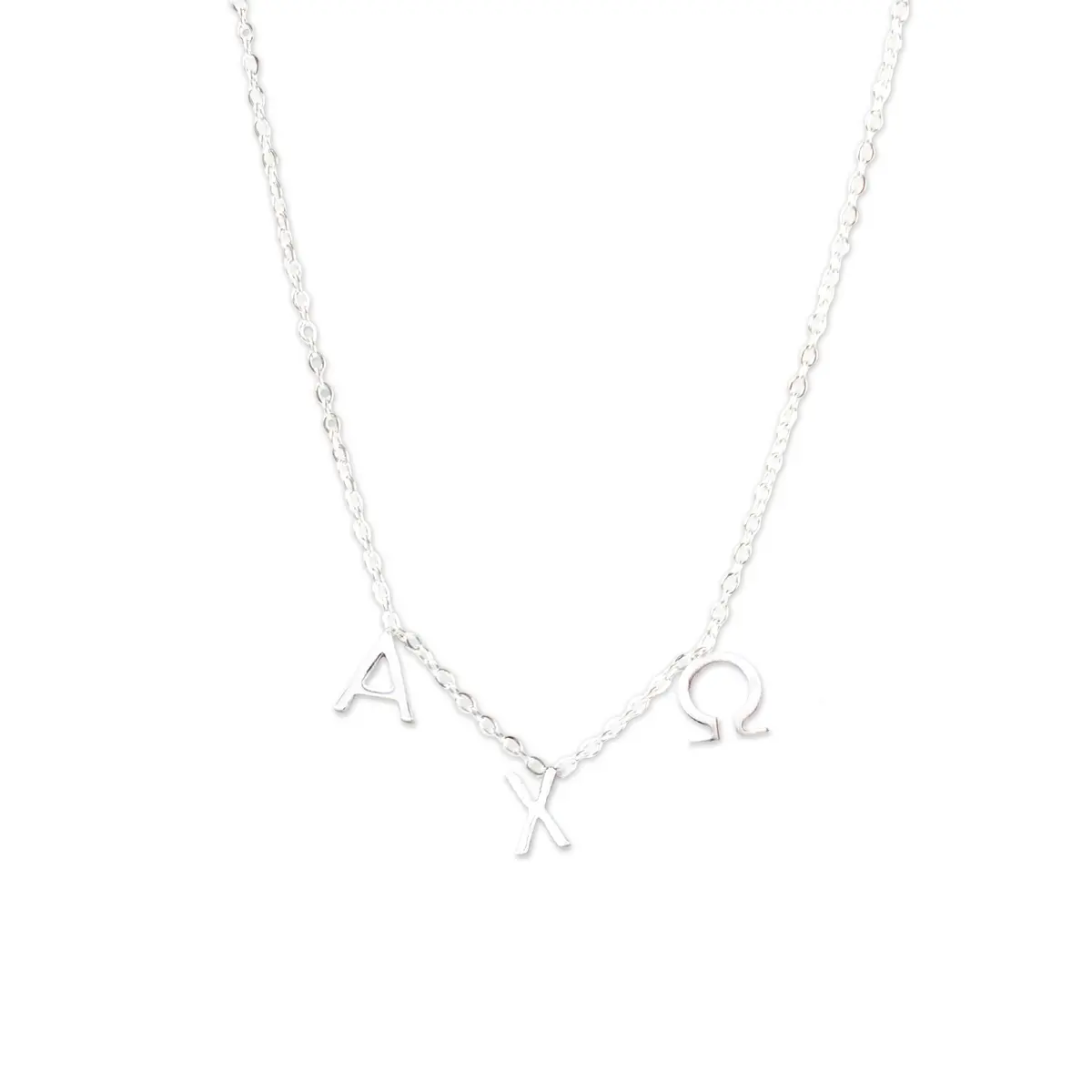 Alpha Chi Omega Silver Greek Letters Necklace 1