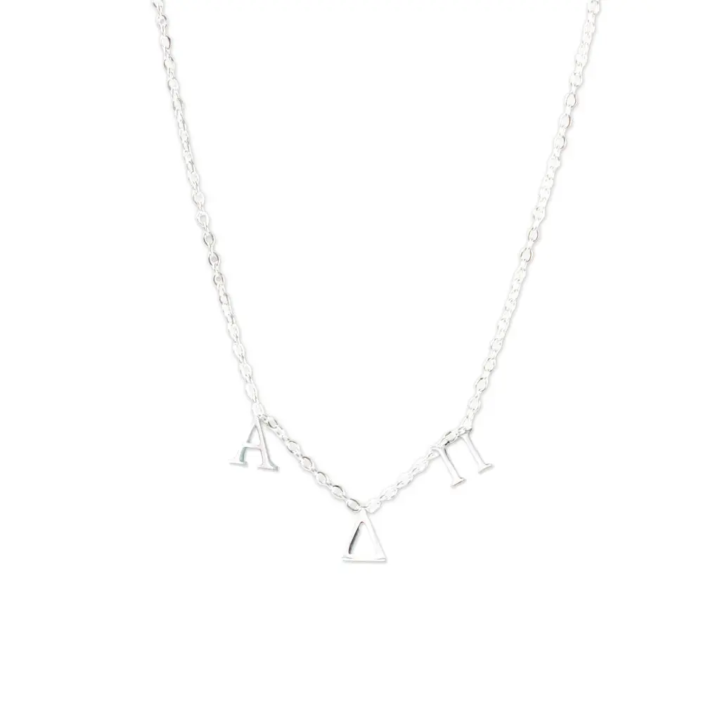 Alpha Delta Pi Silver Greek Letters Necklace 1