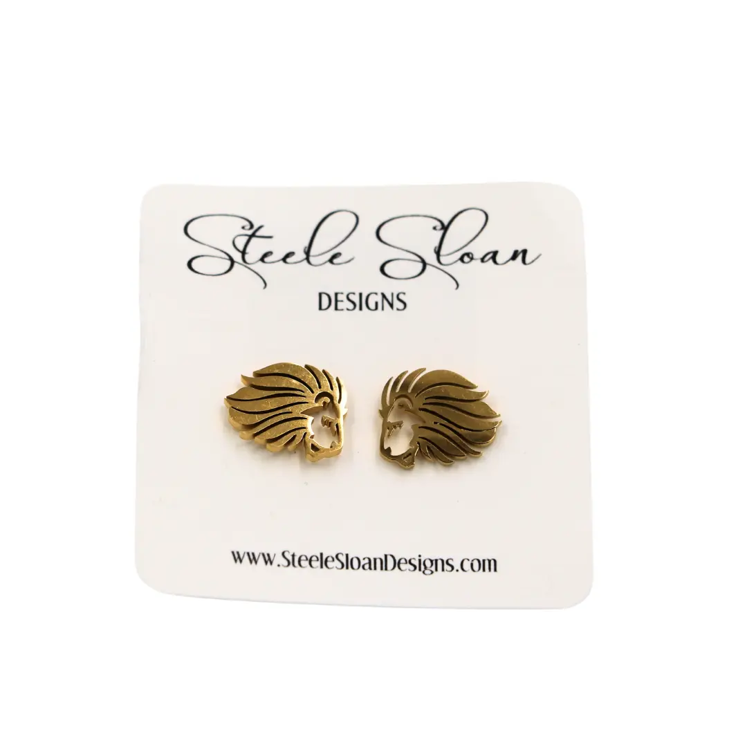 Alpha Delta Pi Lion Studded Earrings 1