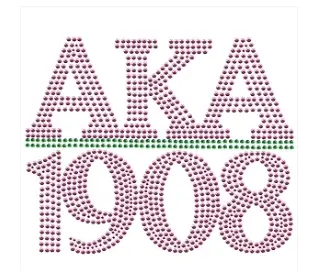 Alpha Kappa Alpha Chapter Style Pink W/ Green Studstone Heat Transfer 1