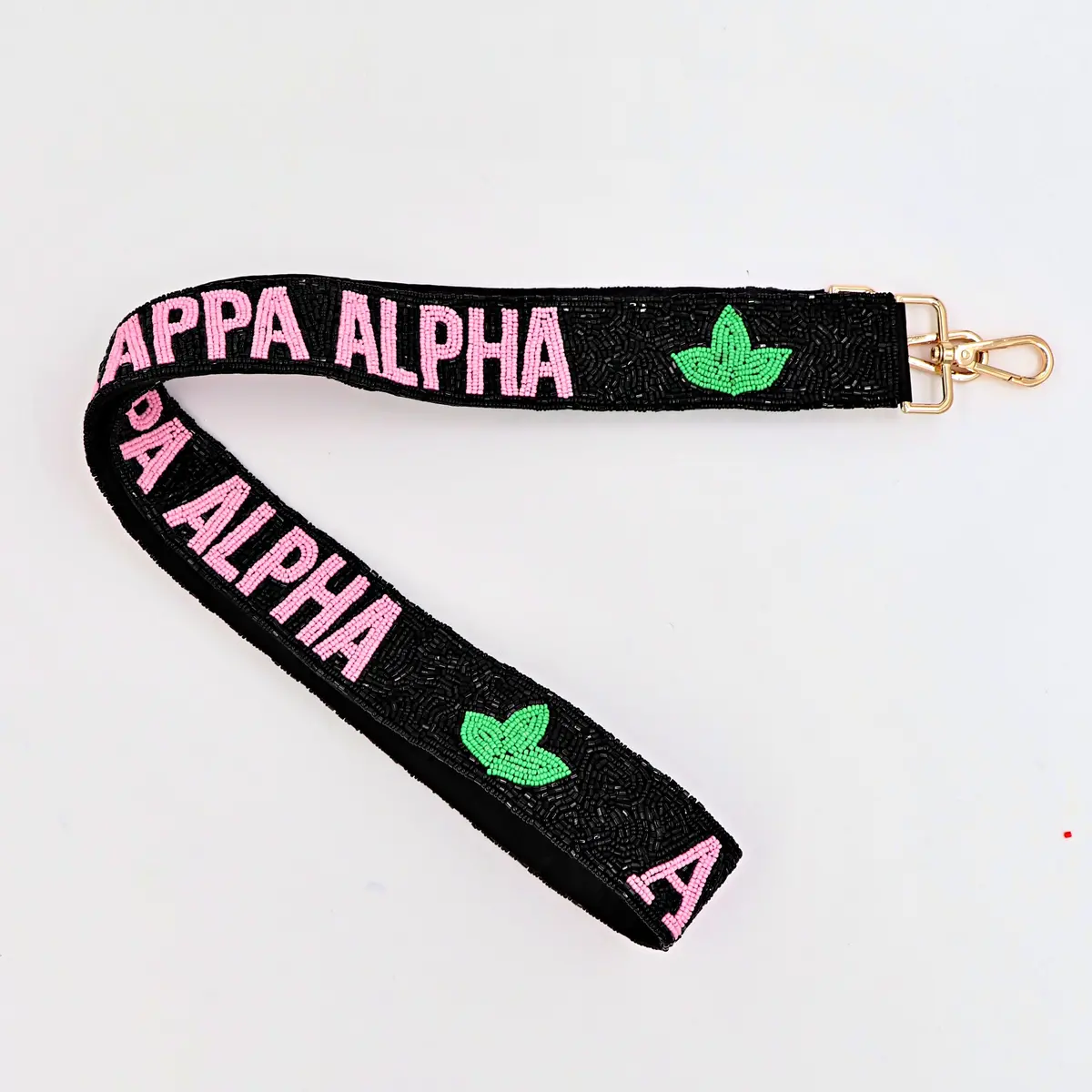 1908 Pink/Black Beaded Bag Strap 1