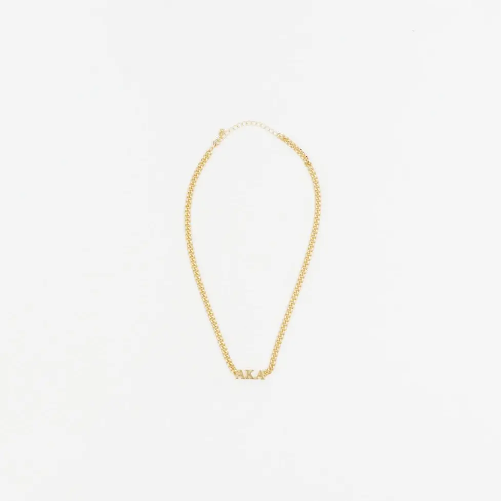 Alpha Kappa Alpha 22K Gold Plated On A Curb Chain 1