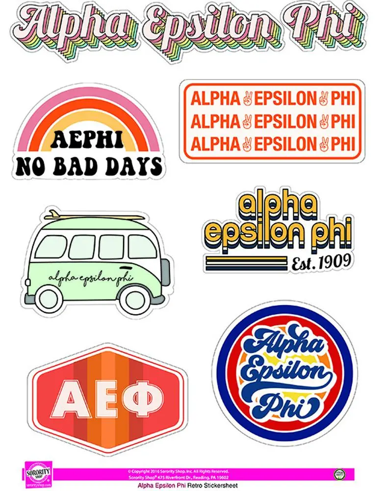Alpha Epsilon Phi Retro Sticker Sheet 1