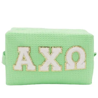 Alpha Chi Omega Waffle Make-Up Bag With Chenille Letters 1