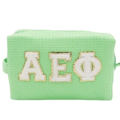 Alpha Epsilon Phi Waffle Make-Up Bag With Chenille Letters 1